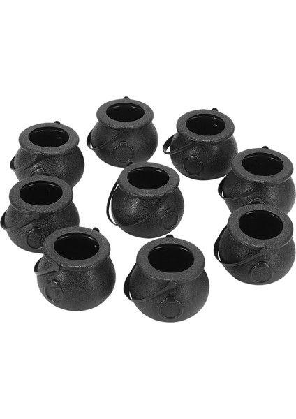 10PCS Siyah Kazan Şeker Tutucu Tat Saplı Halloween Şeker Kovası Kettle Mini Siyah Cadı Kazanı Cadılar Bayramı (Yurt Dışından)