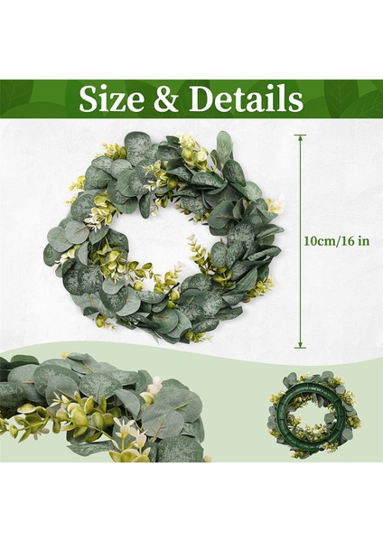 Okaliptüs Çelenk Çiftlik Evi Dekor, Yeşil Çelenk Ön Kapı Çiftlik Çelenk Yapay Çelenk Bahar Yaz Yeşillik Çelenk (Yurt Dışından)