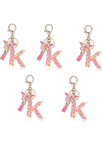 K Tip Moda Pembe Mektup Anahtar Kristal Epoksi Bayanlar Kolye (Yurt Dışından)