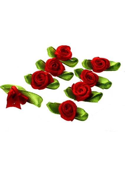 100PCS Mini Saten Şerit Gül Çiçek Yaprağı Düğün Dekor Aplikeler Dikiş Diy Ana Renk: Kırmızı (Yurt Dışından) indirimleri