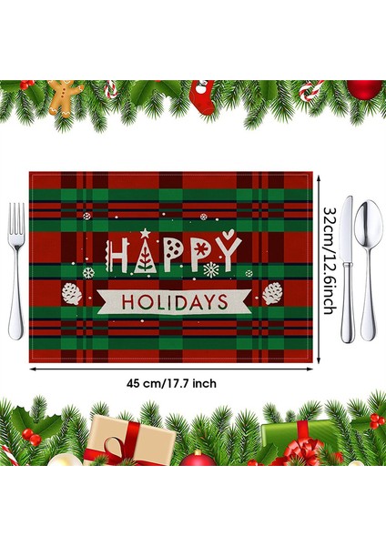 Noel Placemats, Yemek Masası Için Noel Isıya Dayanıklı Placemats, Pamuk Keten Kaymaz Yer Paspasları Tatil Için (Yurt Dışından) indirimleri