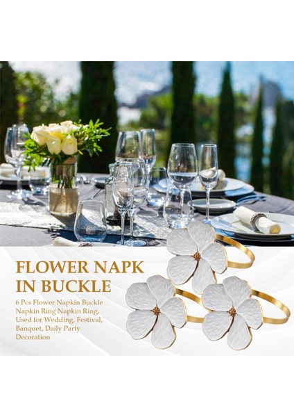 6 Adet Çiçek Peçete Tokası Peçete Yüzüğü, Düğün, Festival, Ziyafet, Günlük Parti Dekorasyonu Için Kullanılan Peçete Yüzüğü (Yurt Dışından) fırsatları