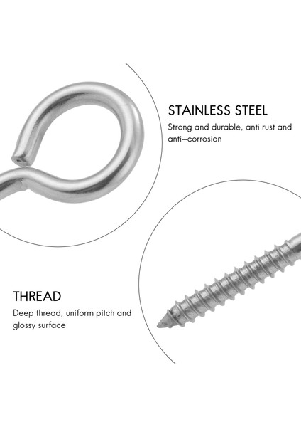 10 Paket Paslanmaz Çelik Göz Parçası Vidalar Metal Kanca Ahşap Terminal Halkası Kıyafet Kancaları Kendi Kendine Dokunma Vidaları M6 (Yurt Dışından) indirimleri