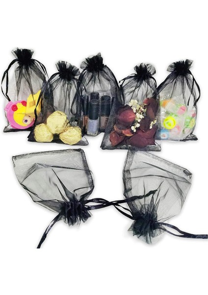 100PCS Siyah Organze Hediye Çantaları 9X12CM, Örgü Düğün Iyilik Çantaları Mücevher Makyajı Için Brawstring ile Şeker Bebek Duşu (Yurt Dışından) modelleri