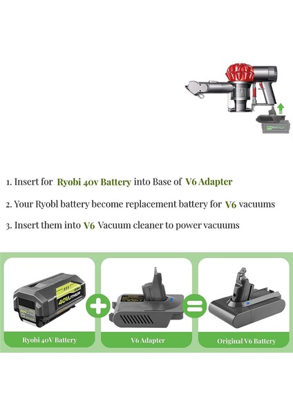 Ryobı 40V Için RYO40V6 Adaptörü Dyson V6 Serisi Kablosuz Çubuk Vakum Süpürücü (Yalnızca Adaptör) (Yurt Dışından) modelleri