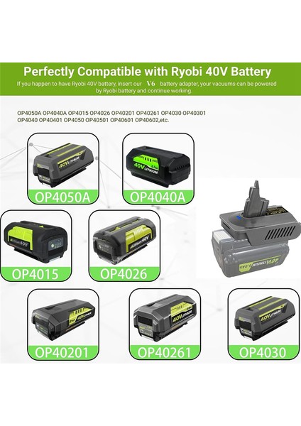 Ryobı 40V Için RYO40V6 Adaptörü Dyson V6 Serisi Kablosuz Çubuk Vakum Süpürücü (Yalnızca Adaptör) (Yurt Dışından) fırsatları