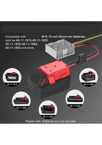 18V - 12V Milwaukee M18 Güç Tekerlekleri Için Dönüştürücü Pil Adaptörü, Dc 12V 20A 240W Buck Dönüştürücü Regülatör (Yurt Dışından) modelleri