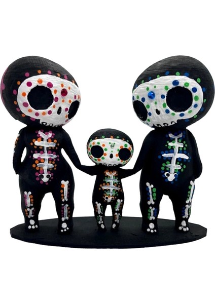 Kafatası Aile Figürinleri Reçine El Sanatları Sevimli Heykel Dekoratif Şeker Kafatasları El-A (Yurt Dışından)