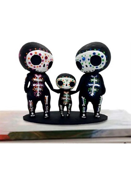 Kafatası Aile Figürinleri Reçine El Sanatları Sevimli Heykel Dekoratif Şeker Kafatasları El-A (Yurt Dışından) modelleri