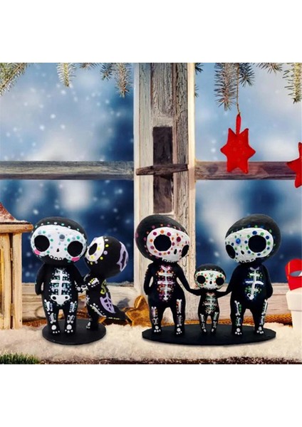 Kafatası Aile Figürinleri Reçine El Sanatları Sevimli Heykel Dekoratif Şeker Kafatasları El-A (Yurt Dışından) fırsatları