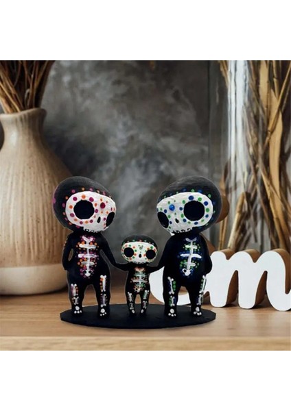 Kafatası Aile Figürinleri Reçine El Sanatları Sevimli Heykel Dekoratif Şeker Kafatasları El-A (Yurt Dışından) indirimleri