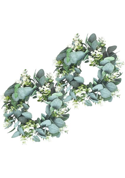 2 Paket Yeşil Okaliptüs Çelenk Yuvarlak Çelenk Yapay Çelenk Çelenk Çelenk Kapı Duvar Penceresi Deko, 12 Inç/pc (Yurt Dışından)