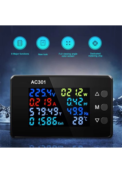 AC301 Dijital Voltmetre Ammetre Voltaj Frekansı Elektrik Ölçer Paneli Sıcaklık Güç Test Cihazı AC50-300V 100A Kapalı (Yurt Dışından) modelleri