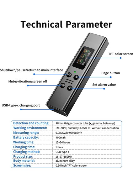 Geiger Sayacı Nükleer Radyasyon Detektörü - Radyoaktif Detektörü Β Y x -Işını Algılama Taşınabilir Radyasyon Dozimetre (Yurt Dışından) modelleri