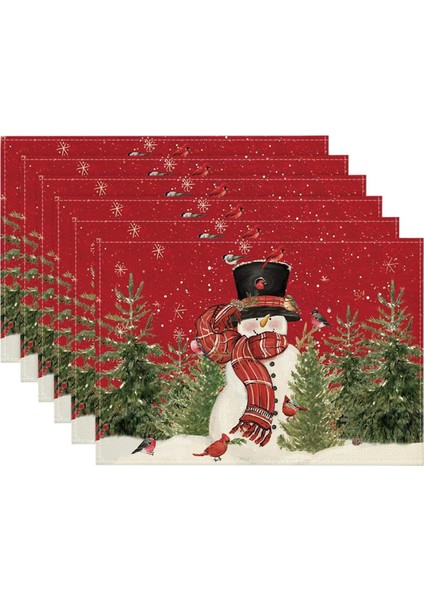 Noel Placemats, 12X18 Inç Mevsimlik Noel Tatil Masası Paspasları Yıkanabilir Masa Paspasları 6 (Yurt Dışından)