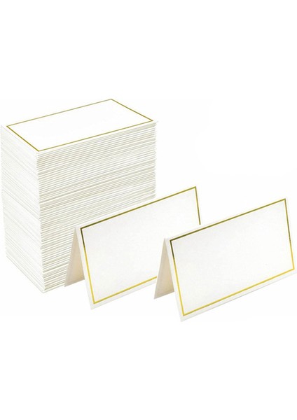 Place Cards 120 Düğün, Ziyafet, Masa Kartları ve Isim Kartları Için Uygun Altın Folyo Sınırları Olan Küçük Çadır Kartları (Yurt Dışından)