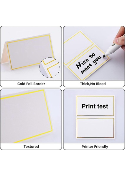 Place Cards 120 Düğün, Ziyafet, Masa Kartları ve Isim Kartları Için Uygun Altın Folyo Sınırları Olan Küçük Çadır Kartları (Yurt Dışından) fiyatları
