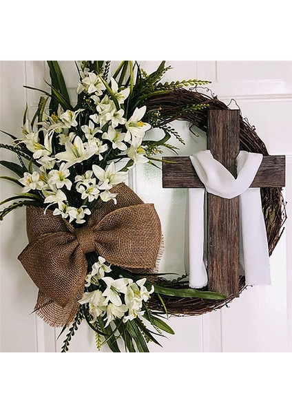 Paskalya Çelenk Kapısı Haç ile Dekorasyon, Ön Kapı Dekoru Için Buket Çelenk, Simülasyon Bitki Çiçeği, Bir (Yurt Dışından) modelleri