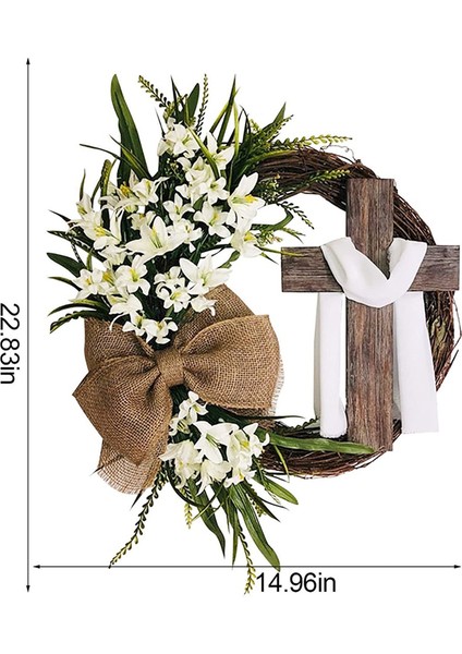 Paskalya Çelenk Kapısı Haç ile Dekorasyon, Ön Kapı Dekoru Için Buket Çelenk, Simülasyon Bitki Çiçeği, Bir (Yurt Dışından) fırsatları