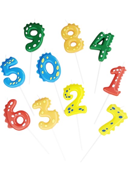 Renkli Dinozor Numaraları 0-9 Çocuk Karikatür Doğum Günü Mum Dekorasyonu Sevimli Mum Dekorasyon (Yurt Dışından)