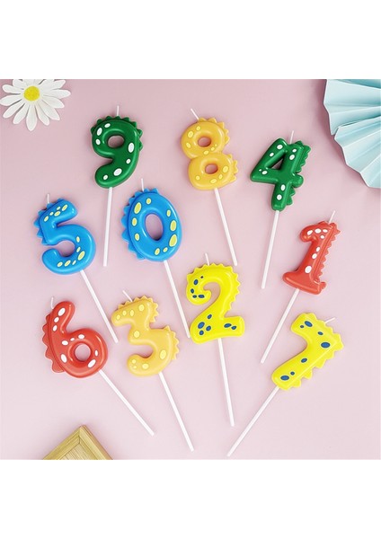 Renkli Dinozor Numaraları 0-9 Çocuk Karikatür Doğum Günü Mum Dekorasyonu Sevimli Mum Dekorasyon (Yurt Dışından) fiyatları