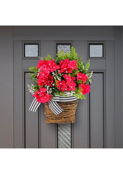 Ön Kapı Çelenk Kapı Asılı Sepet Ön Kapı Dekorasyon Asılı Kırmızı Ortanca Yaz Çelenk Ön Kapı Dekor (Yurt Dışından) fiyatları