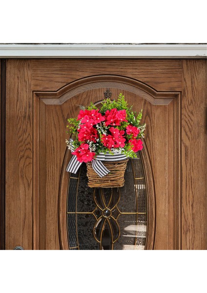 Ön Kapı Çelenk Kapı Asılı Sepet Ön Kapı Dekorasyon Asılı Kırmızı Ortanca Yaz Çelenk Ön Kapı Dekor (Yurt Dışından) fırsatları