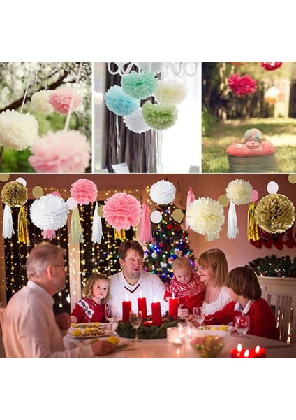 9 Adet/set Karışık Kağıt Mendil Pompomlar Pom Poms Çiçek Düğün Partisi Dekorasyonu (Pembe) (Yurt Dışından) modelleri