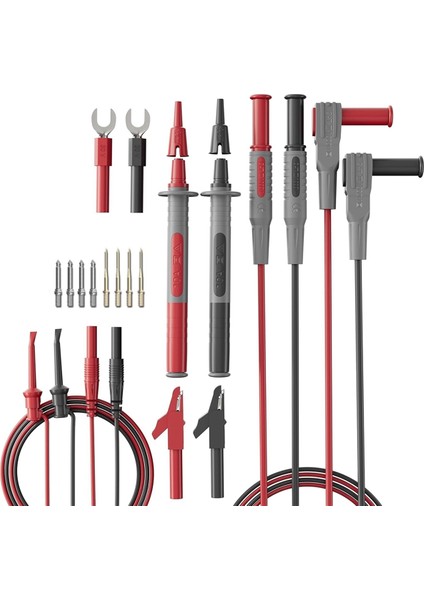 22 Parçalı Silikon Multimetre Test Kurşun ve Arka Prob Kiti - Timsah Klipsli Premium Modüler Volt Metre Prob (Yurt Dışından)