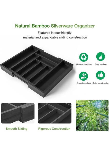 Bambu Çekmecesi Organizatörü Genişletilebilir. Mutfak Appliance Braketi Ayarlanabilir Sofra Tepsisi (Yurt Dışından) indirimleri