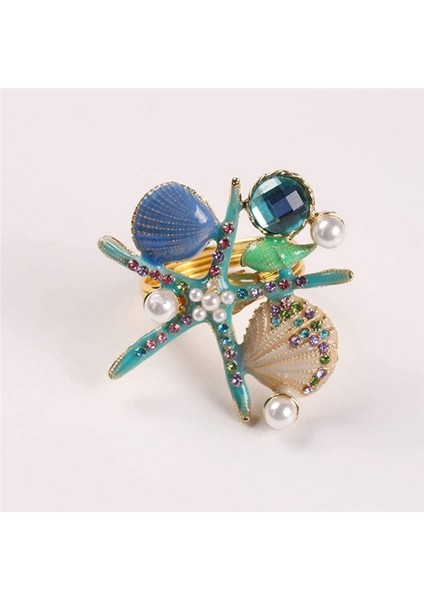 5pcs Denizyıldızı Peçete Yüzükleri, Inci Rhinestone Okyanus Kıyı Deniz Peçete Halka Tutucuları Parti Için Peçete Tokası, Mavi (Yurt Dışından) fiyatları