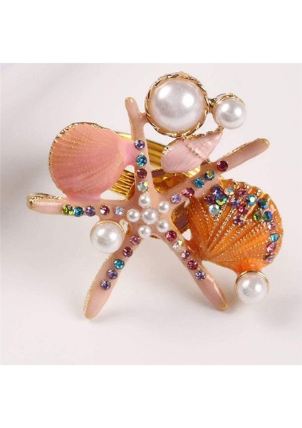 5pcs Denizyıldızı Peçete Yüzükleri, Inci Rhinestone Okyanus Kıyı Deniz Peçete Halka Tutucuları Parti Için Peçete Tokası, Mavi (Yurt Dışından) modelleri