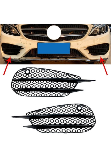 Mercedes-Benz W205 C-Serisi Için C180 C200 C260 2015-2018 Set L+R Ön Tampon Sis Lambası Izgara Izgara Ekle Yüz Çubuğu Kapağı (Yurt Dışından) modelleri