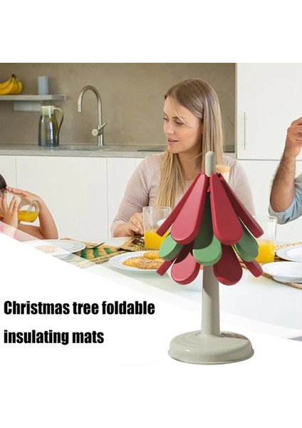 Noel Ağacı Silikon Katlanır Katlama Anti-Ölçekli Mat Yüksek Sıcaklık Placemat Kupa Pot Pişir Mat Takım Mat Yuvarlak Dip (Yurt Dışından) modelleri