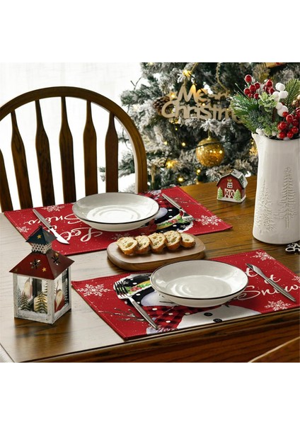 Kırmızı Noel Kış Placemats Seti 6, 12X18 Inç Mevsimlik Noel Tatil Masası Paspasları (Yurt Dışından) fiyatları