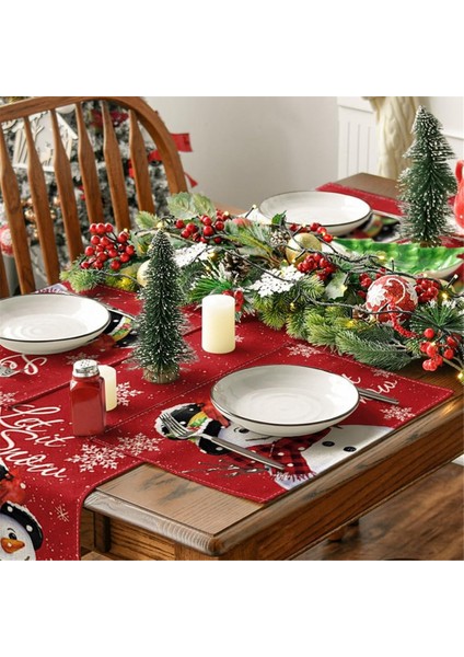 Kırmızı Noel Kış Placemats Seti 6, 12X18 Inç Mevsimlik Noel Tatil Masası Paspasları (Yurt Dışından) indirimleri