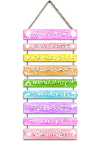 Kızlar Oda Dekor Yatak Odası Ilham Duvar Sanatı Çocuklar Için Gökkuşağı Duvar Süslemeleri Toddler Oda Ahşap Işaret Kreş Dekor (Yurt Dışından)