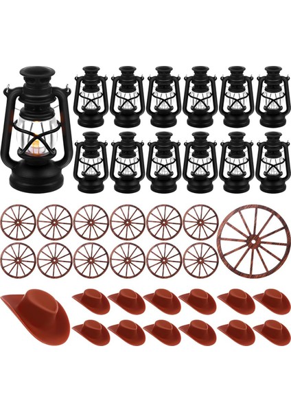 Kovboy Şapkası Dört Tekerlekli Fener Batı Kovboy Teması Için Uygun Parti-Dekorasyon Plastik Şapka Retro Tekerlek Asma Lamba (Yurt Dışından)