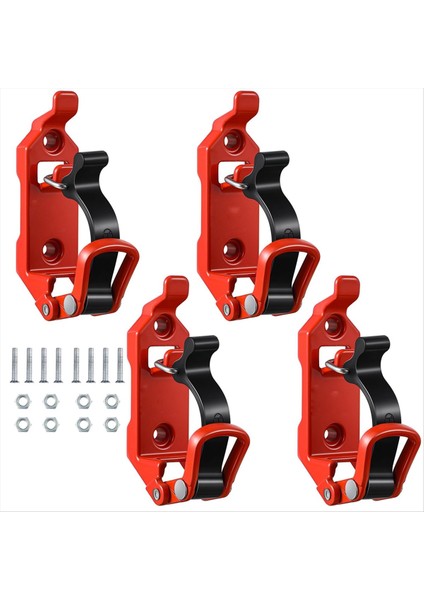 Çatı Rafı Için Kürek Montajı, Metal Kauçuk Kelepçeler, Duvar Montaj Braketleri, Hızlı Serbest Bırakma Tutucu Montaj Kiti (4 Adet) Kırmızı (Yurt Dışından)