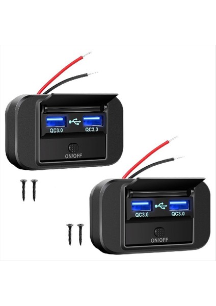 2pcs 12V Rv USB Çıkışı, 36W Çift Qc3.0 USB Araç Şarj Cihazı Soketi Güç Çıkışı Kapalı, 12V 24V Araç Şarj Cihazı Anahtarı Panel (Yurt Dışından) modelleri