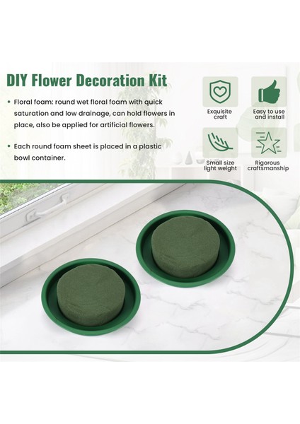 Dıy Çiçek Aranjman Kiti Yeşil Yuvarlak Islak Çiçek Köpüğü, Düğün Koridoru Çiçekleri, Parti Dekorasyonu (Kaseli Çiçek Köpüğü, 12 Adet) (Yurt Dışından) indirimleri