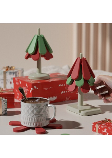 Noel Ağacı Silikon Katlanır Pıhtılaşma Anti-Ölçeklendirme Mat Yüksek Sıcaklık Placemat Kupa Pot Pişir Mat Takım Mat Kare Alt (Yurt Dışından) indirimleri