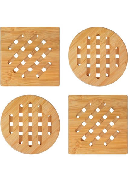 Bambu Tencere Bardak Altlıkları, Isıya Dayanıklı Bambu Yer Paspasları, Odundan Yapılmış Kare ve Yuvarlak Tencere Bardak Altlıkları, Kase, Tencere, Tabaklar (Yurt Dışından)