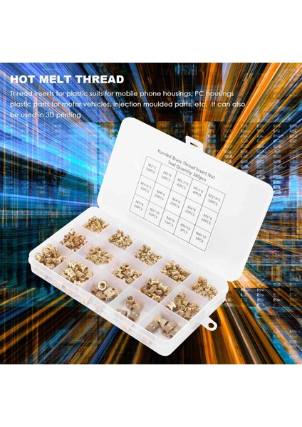 380PCS Iplik Ekleri M2 M2 M2.5 M3 M4 M5 M6 Metrik Dişi Iplik Pirinç Trafikli Dişli Gömme Somunlar Çeşitliliği Kiti (Yurt Dışından) fırsatları