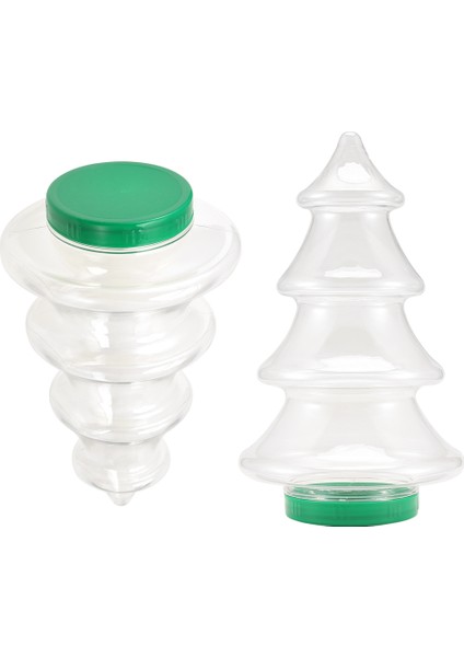 2pcs Şeker Kavanozları Noel Ağacı Şekilli Plastik Kurabiye Kavanozları Kapaklarla Güzel Şeker Depolama Şişeleri 1.55L (Yurt Dışından) fiyatları