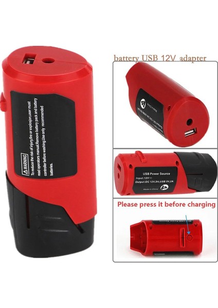 Milwaukee 12V Lityum Pil Için Dc USB Bağlantı Noktalı Taşınabilir Pil Adaptörü USB Cihaz Şarj Cihazı, Telefon Için Şarj (Yurt Dışından) fiyatları
