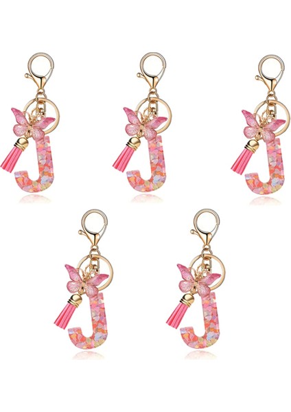J Tip Moda Pembe Mektup Anahtar Kristal Epoksi Bayanlar Kolye (Yurt Dışından)