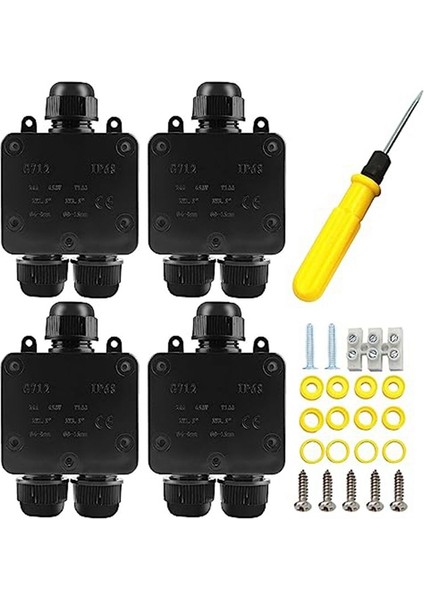 4pcs Su Geçirmez Kavşak Kutusu 3 Yolu, IP68 Çap Için Harici Su Geçirmez Elektrik Kavşağı Kutusu 5mm -15MM Telli (Yurt Dışından)