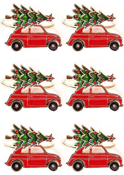 6pcs Yaratıcı Sevimli Araba Şekli Metal Noel Peçete Yüzüğü Tutucu Çok Renkli Havlu Doku Yüzüğü Peçete Tokası Masa Dekor (Yurt Dışından)