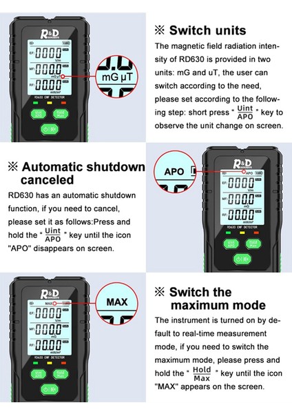 3&#39;ü 1 Arada Elektromanyetik Alan Radyasyon Dedektörü Test Cihazı Emf Metre Çok Fonksiyonlu Taşınabilir Radyo Frekansı Uyarma Ölçer (Yurt Dışından) modelleri
